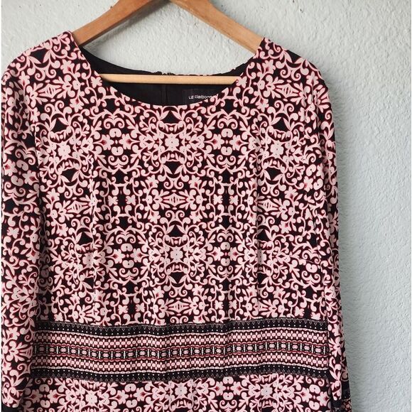 Liz Claiborne Pink Black Sheath Dress 3/4 Sleeve - Picture 2 of 12